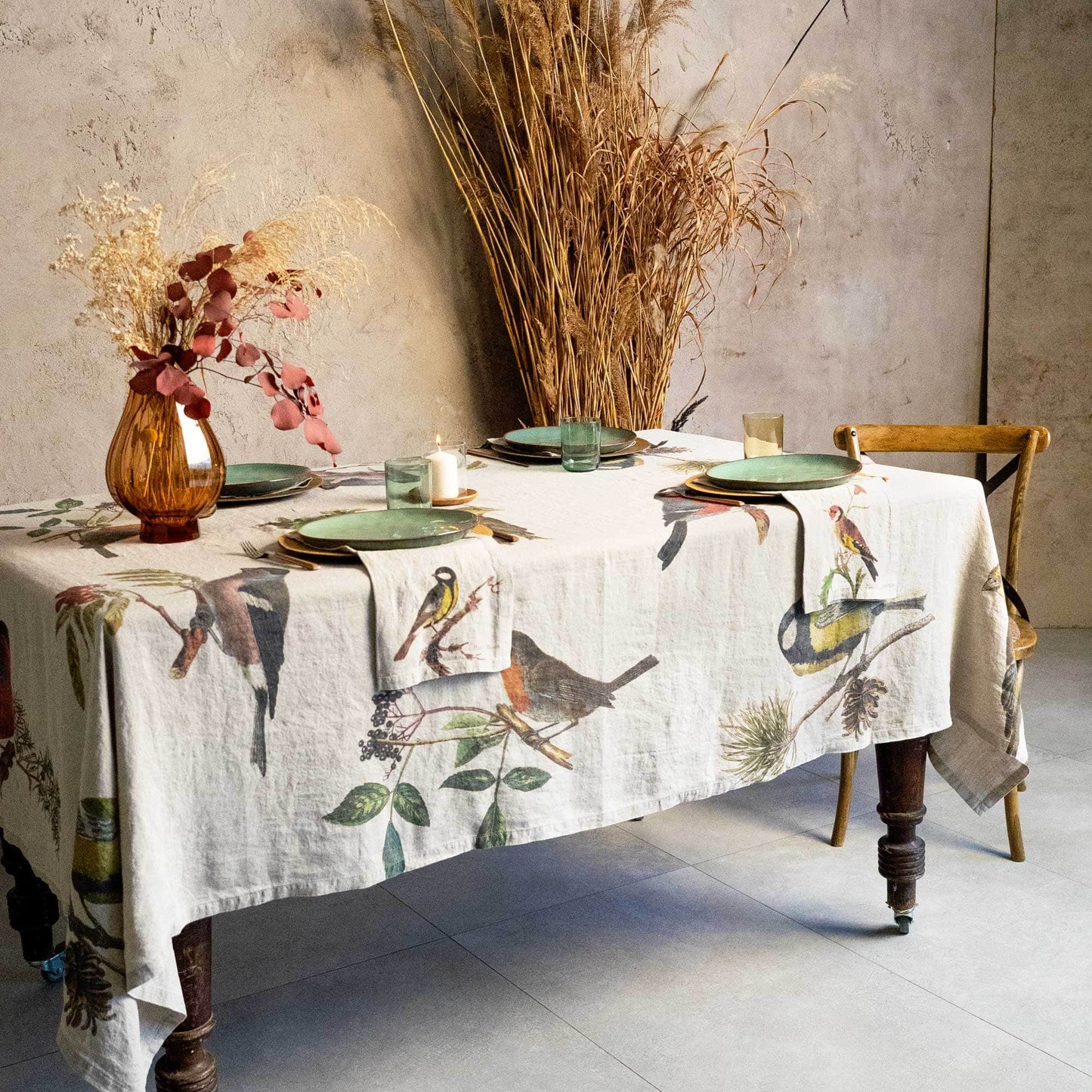 Linen Tablecloth SMALL BIRDS