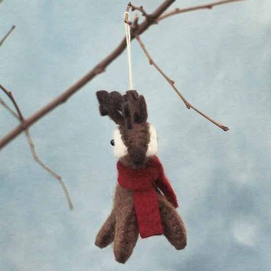 Brown Reindeer Felt Holiday Ornament