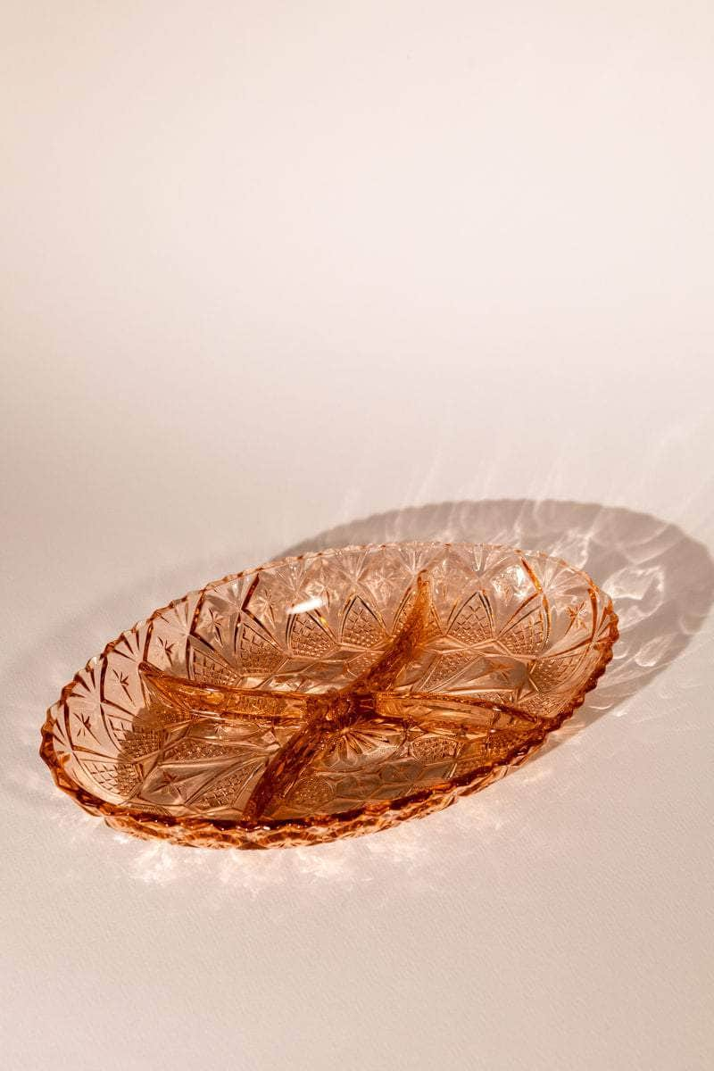 Vintage Pink Pressed Glass Platter