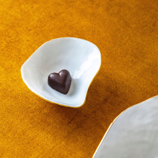 Set of Two Side Bowls / White With Golden Rim / Indulge nº2