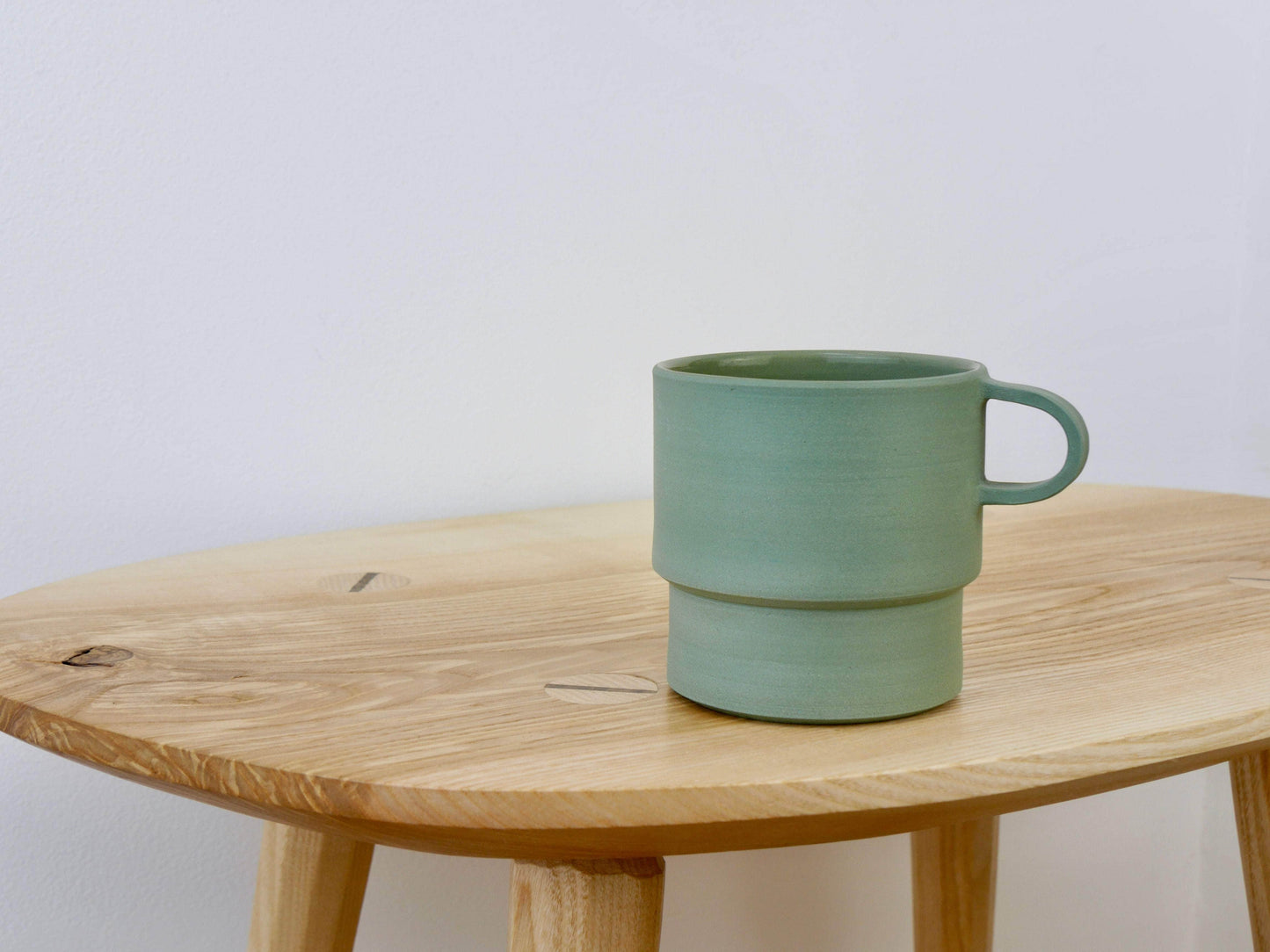 Tall Angular Mug and Saucer Set, Sage