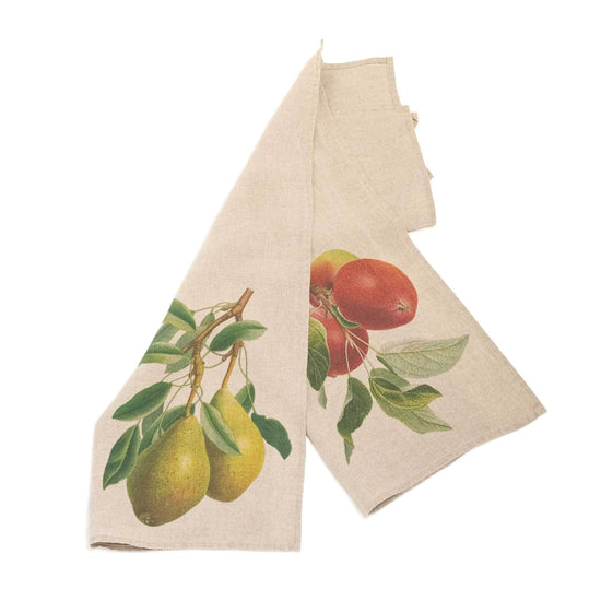 Linen Kitchen Towels APPLE & PEAR Set of 2