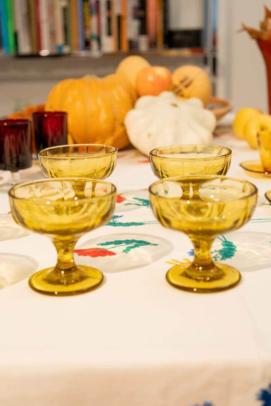 Vintage Amber Glass Dessert Cups Set of Six