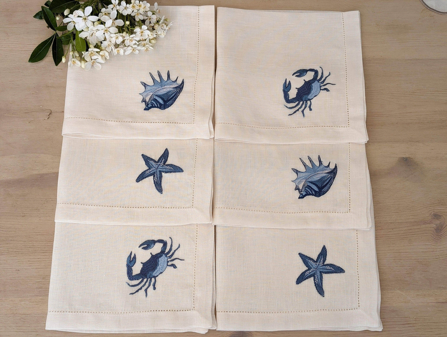 Marine - Seaside Embroidery Table Napkins (set of 6)