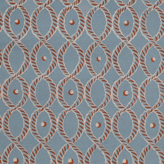 Dolly Fabric in Field Blue and Rust