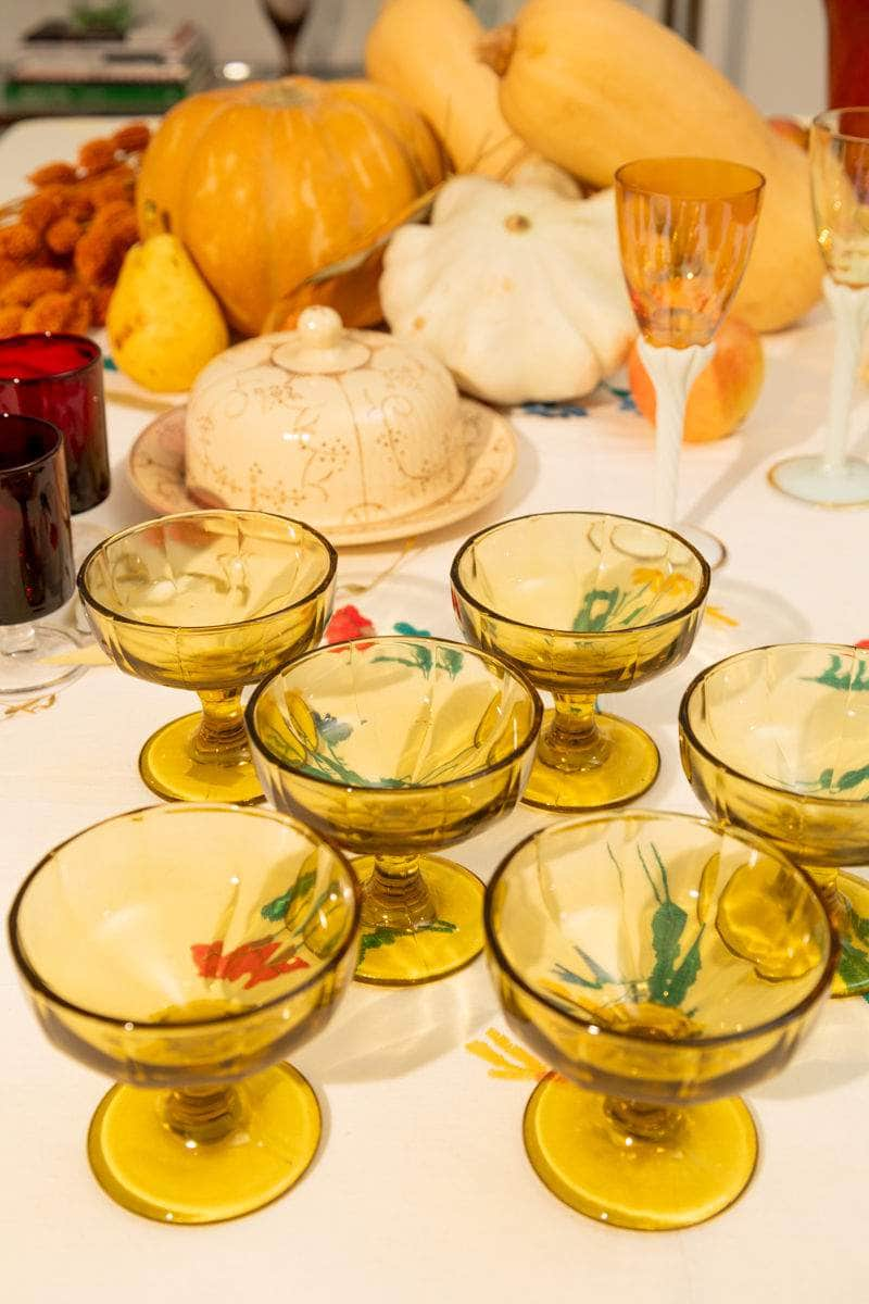 Vintage Amber Glass Dessert Cups Set of Six