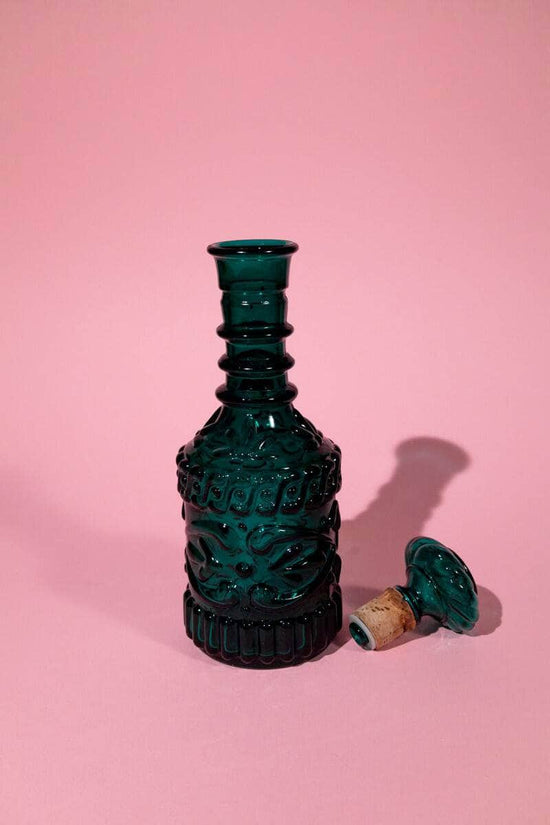 Vintage 70s Dark Green Decanter Bottle