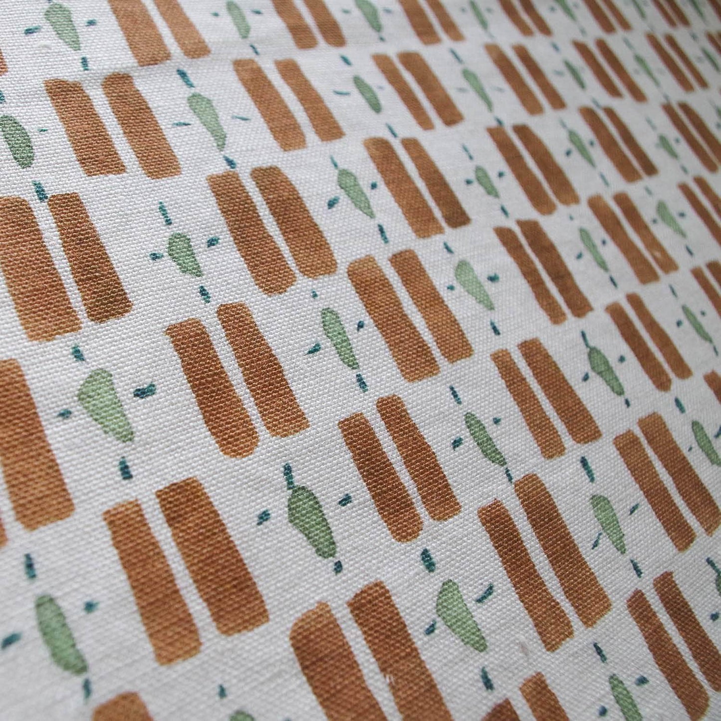 Printed Little Check Fabric - Terracotta