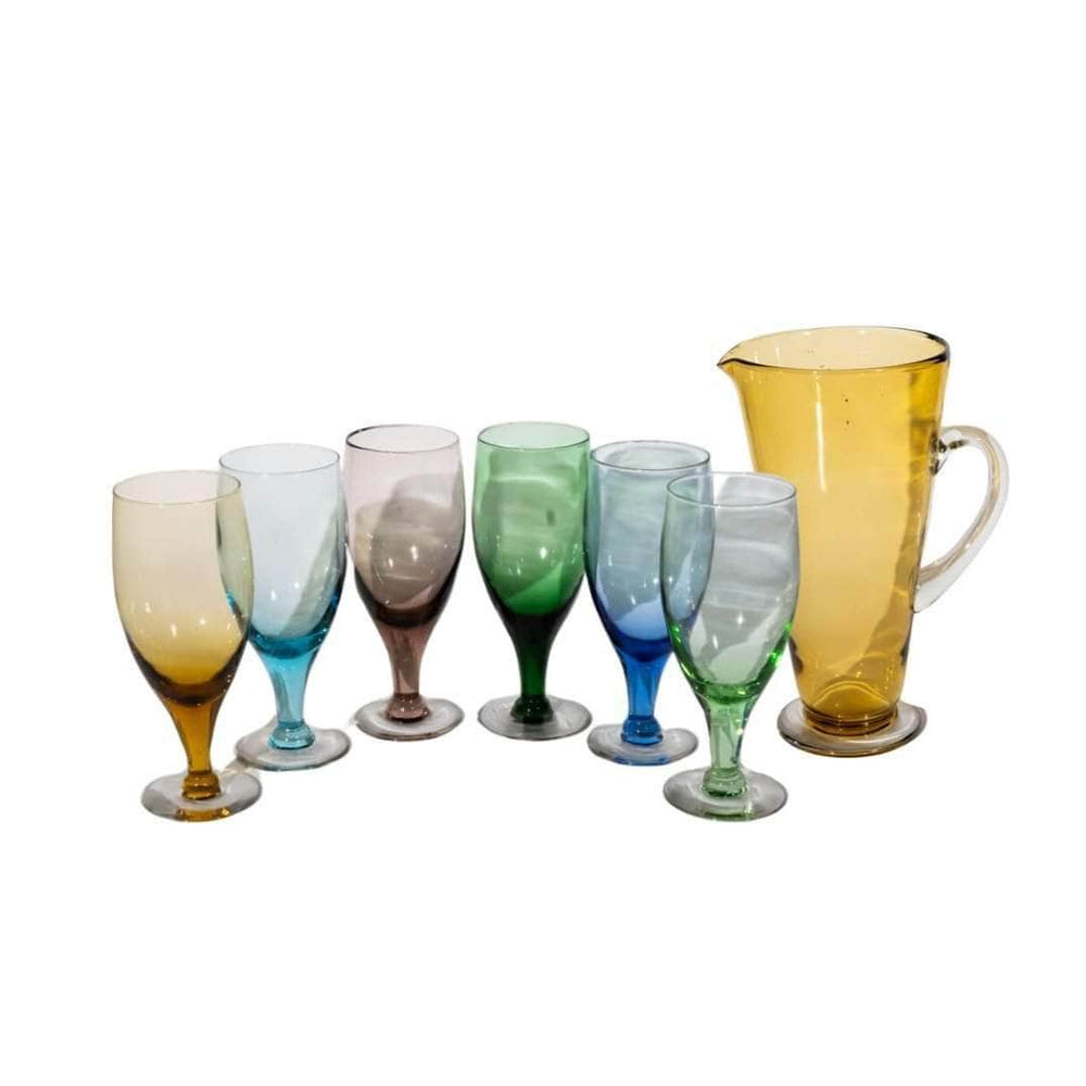 Vintage Multicolour Pitcher and Glasses Set