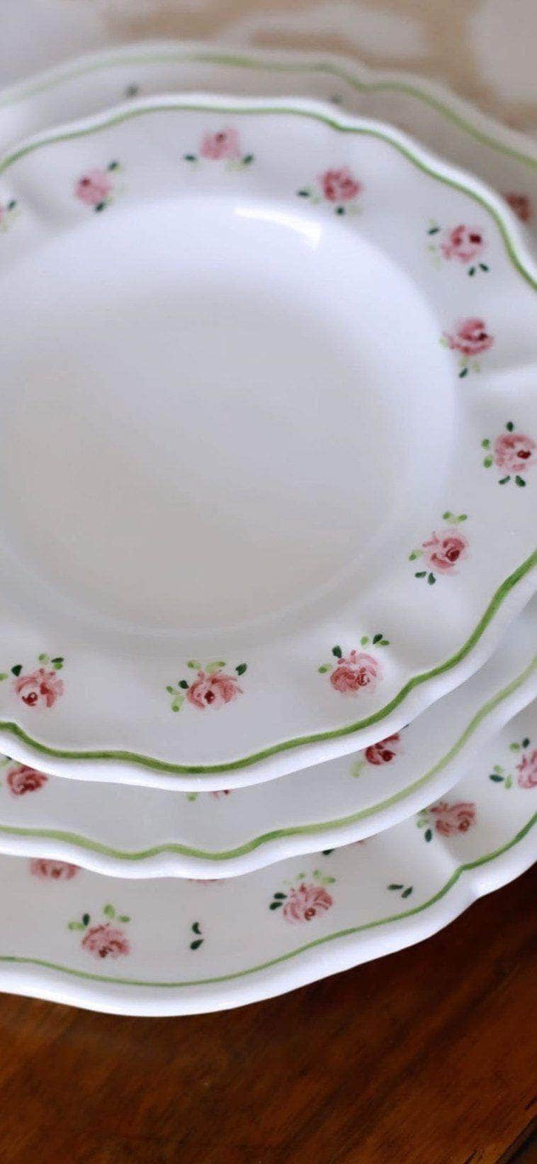 Ceramic Provence Pink Floral Plate Set of Six