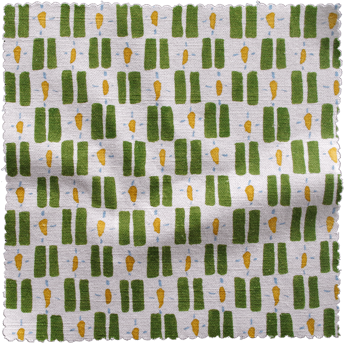 Printed Little Check Fabric - Green