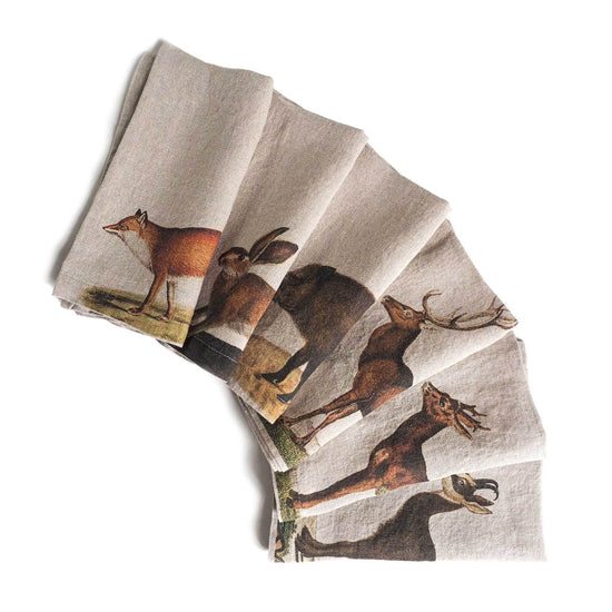 Linen Napkins WILD ANIMALS Set of 6