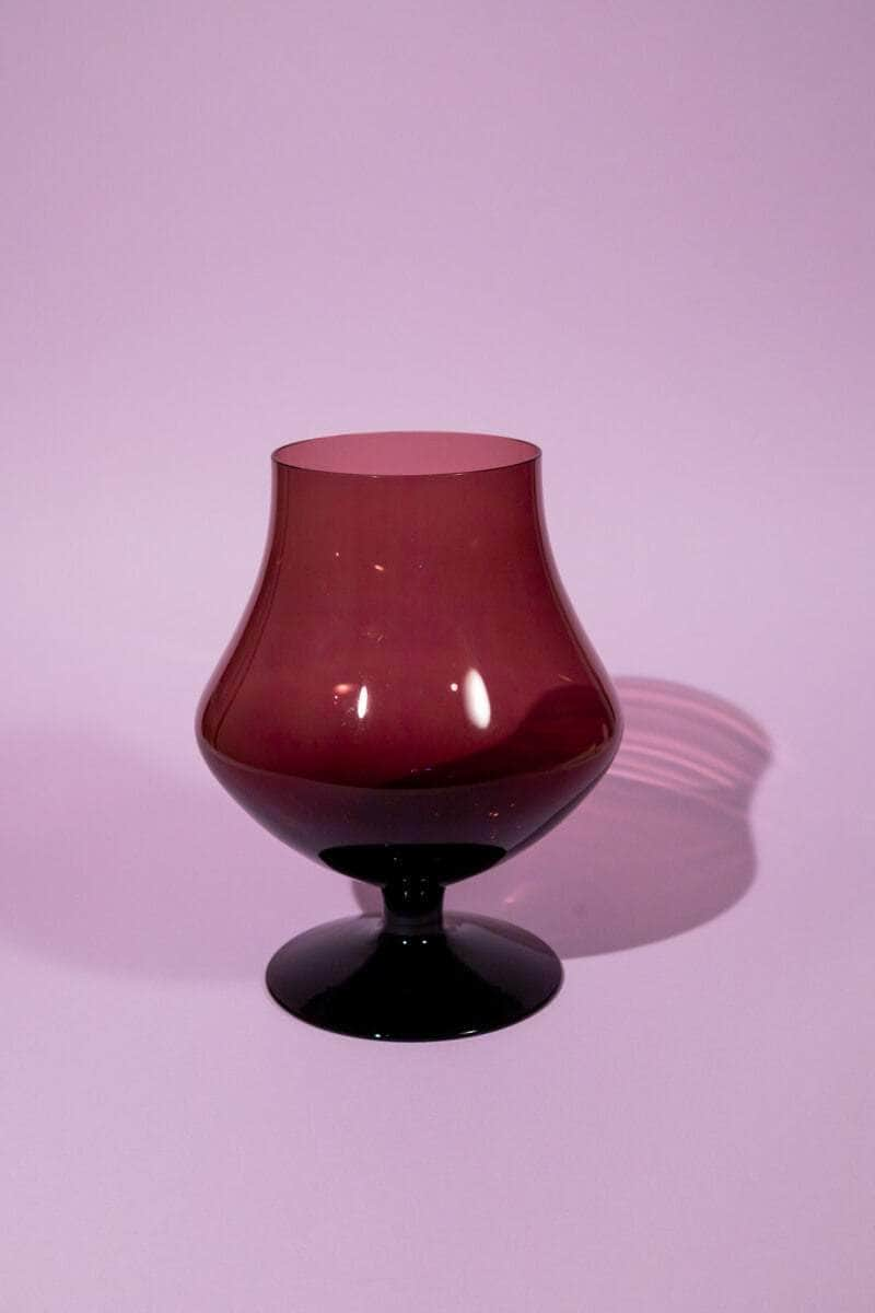 Large Vintage Purple Stemmed Glass Bowl