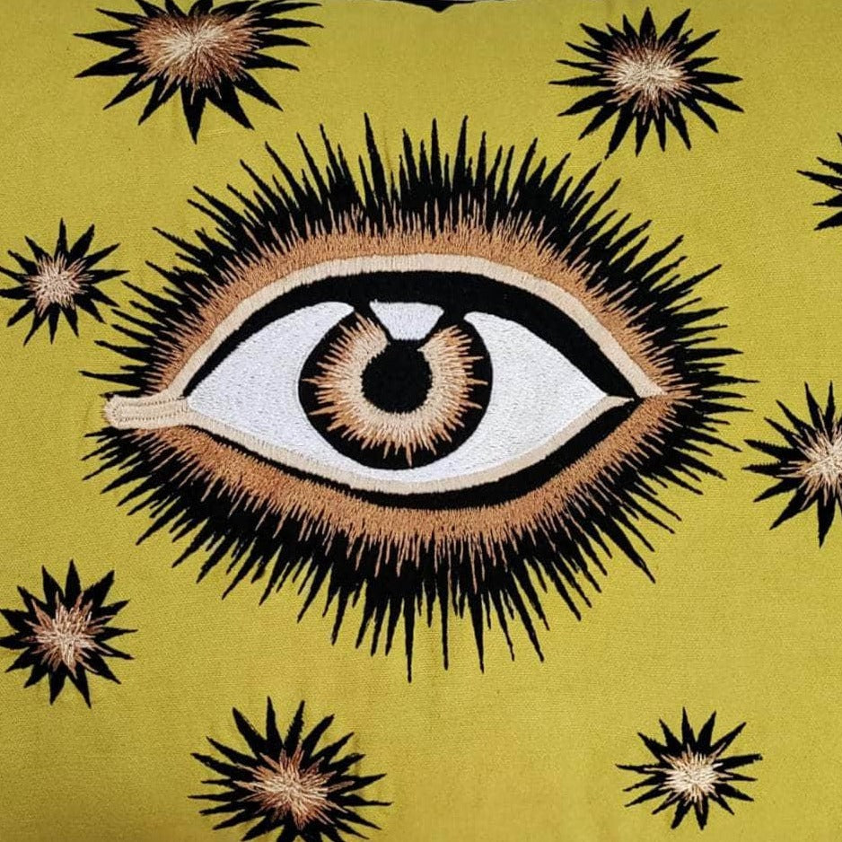 Hand Embroidered Eye Cotton Cushion