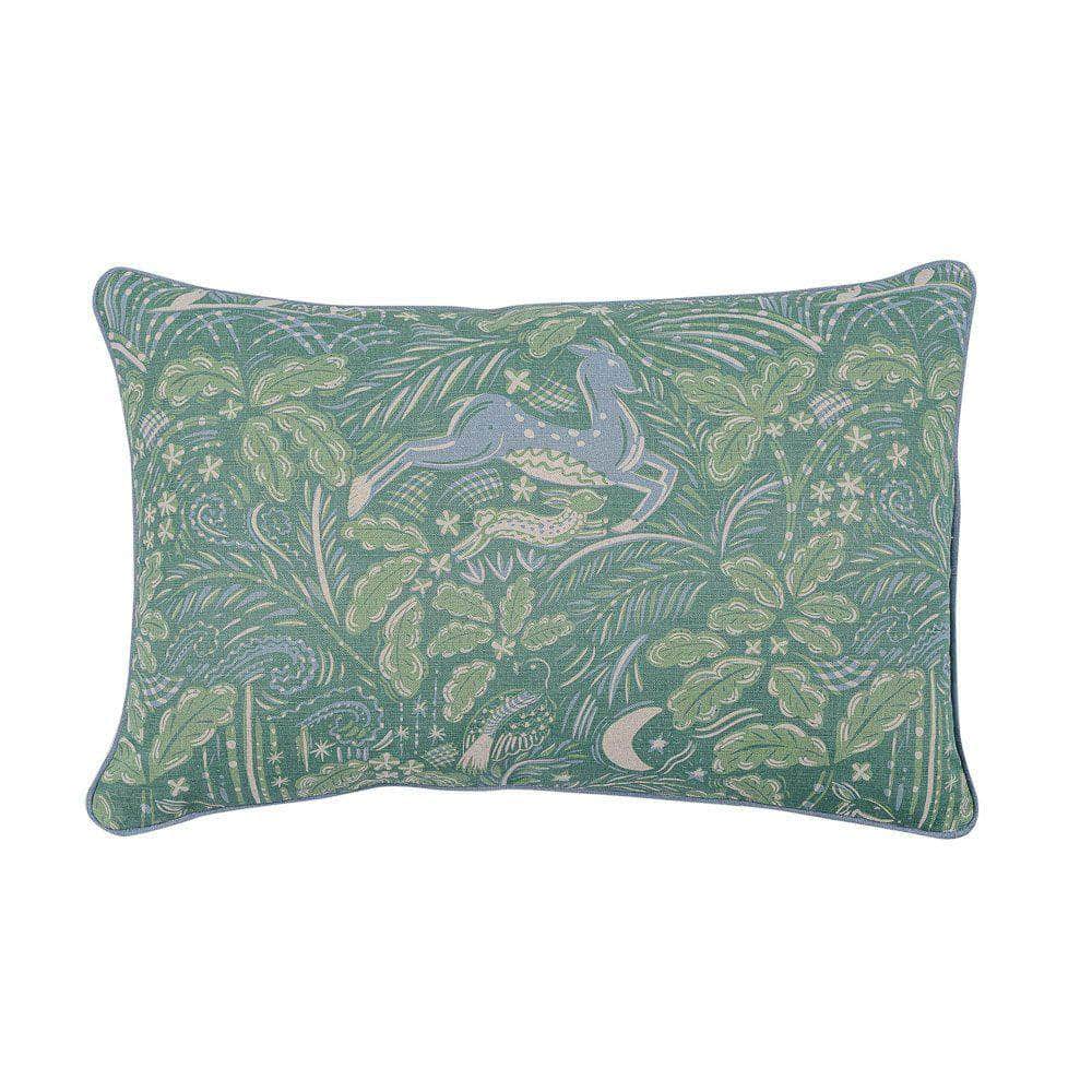 Staffordshire Bolster Cushion in Forest Green and Field Blue