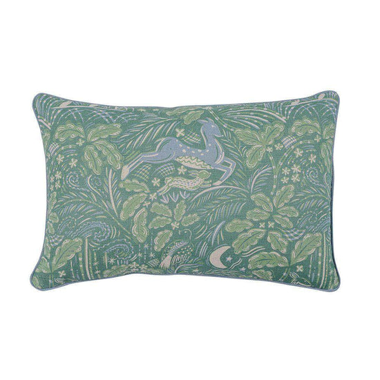 Staffordshire Bolster Cushion in Forest Green and Field Blue