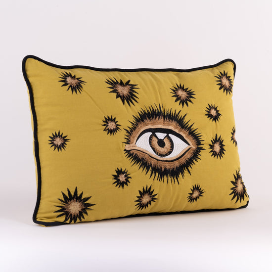 Hand Embroidered Eye Cotton Cushion