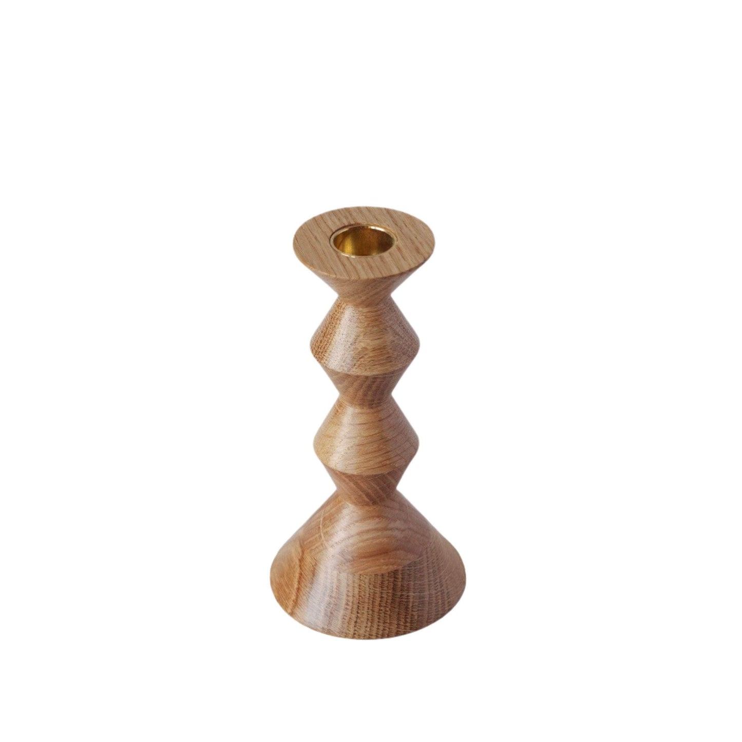 Natural Oak Turned Wooden Candlestick