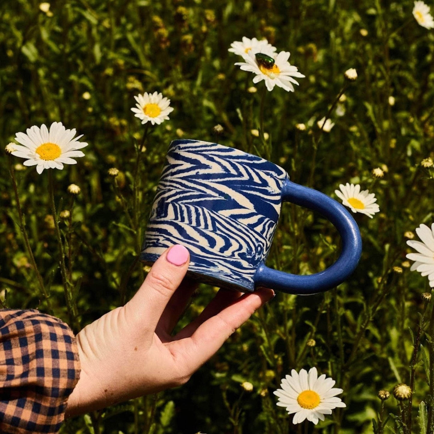 Cobalt Herringbone Mug