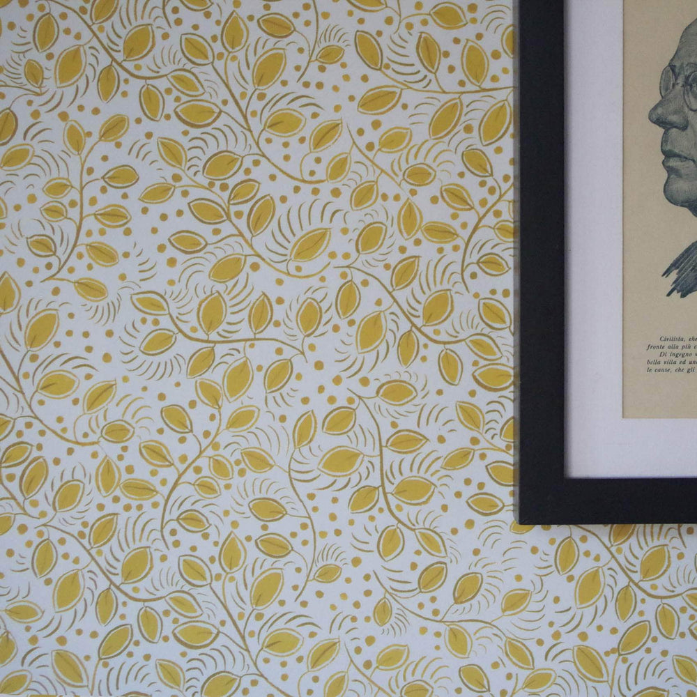 Printed Little Leaves Wallpaper - Yellow