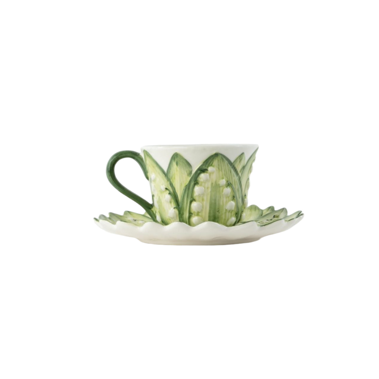 Lily of The Valley Hand-Painted Tea Cup and Saucer