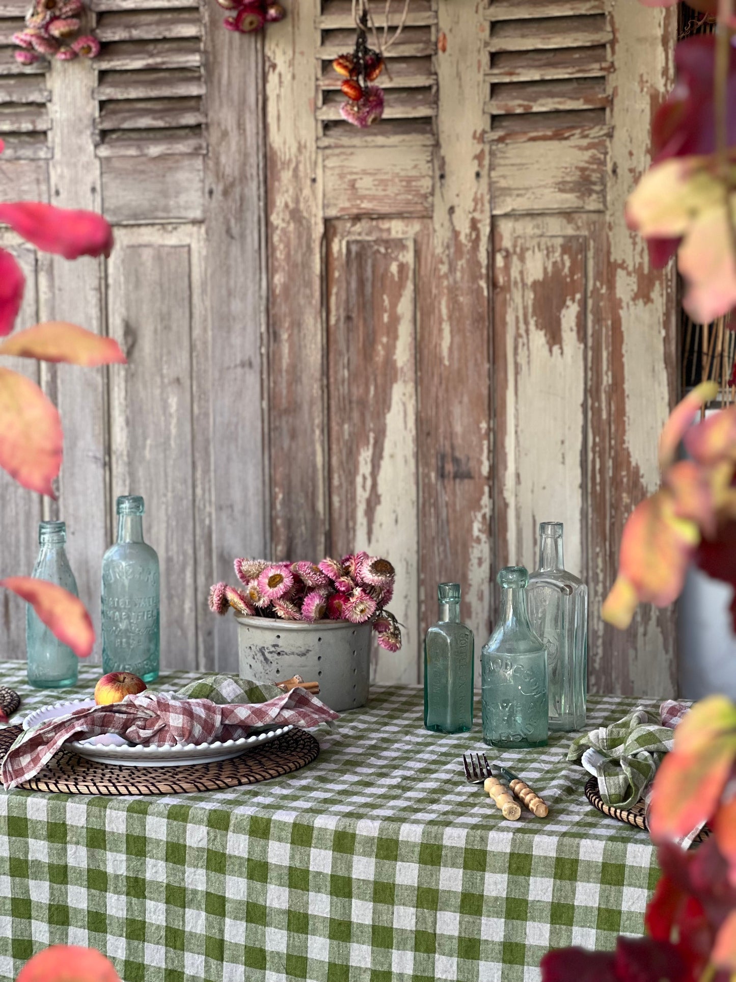 Large Linen Tablecloth - Granny Smith