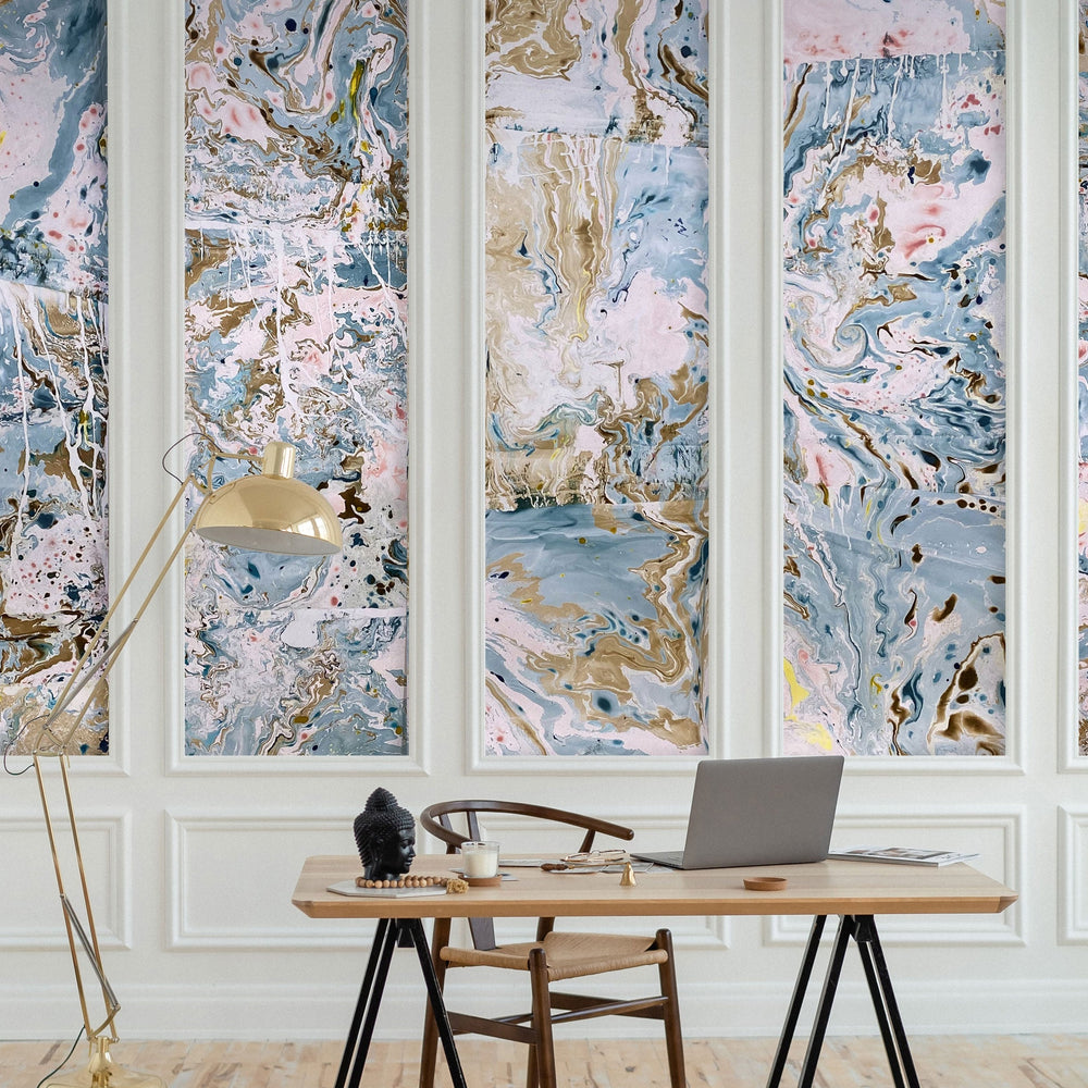 Suminagashi 'Winter' - A Hand Printed Wallpaper