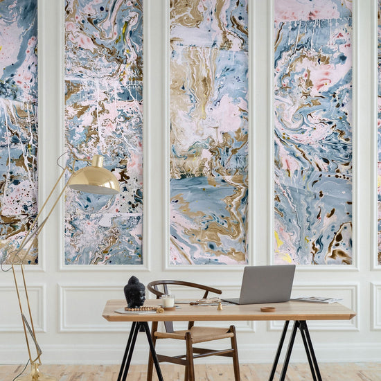 Suminagashi 'Winter' - A Hand Printed Wallpaper