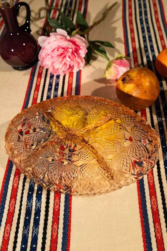 Vintage Pink Pressed Glass Platter