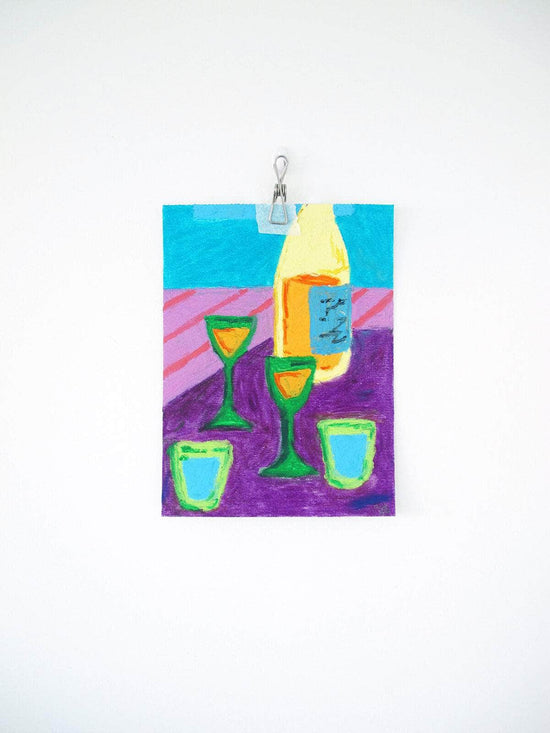 Summer And Wine Original Oil Pastel Artwork