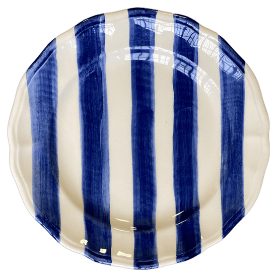 Set of Two Hand-Painted Ceramic Dessert Plate - Stripe Collection