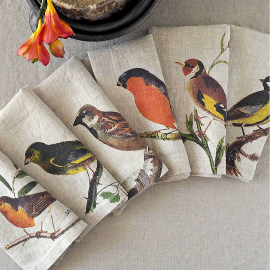 Linen Napkins SMALL BIRDS Set of 6