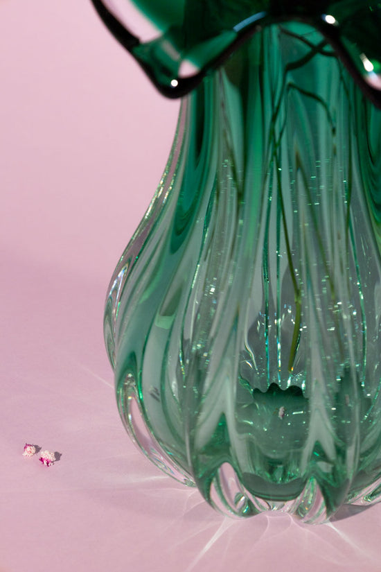 Bohemian Green Glass Vase, Josef Hospodka for Chribska