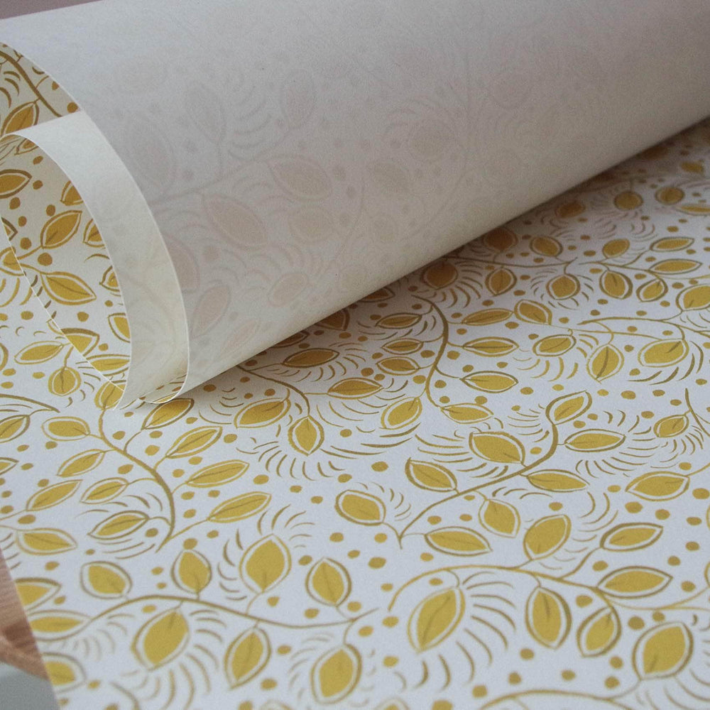 Printed Little Leaves Wallpaper - Yellow