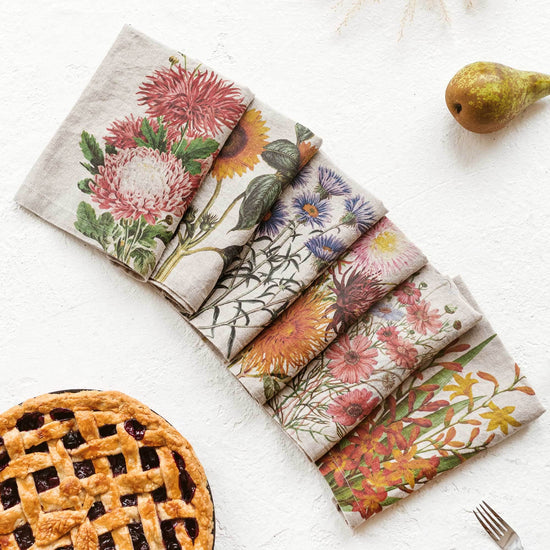 Linen Napkins COUNTRY FLOWERS Set of 6