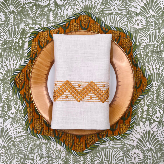 Gift Set: Set of 4 ZigZag Napkins in Mustard & Ivory