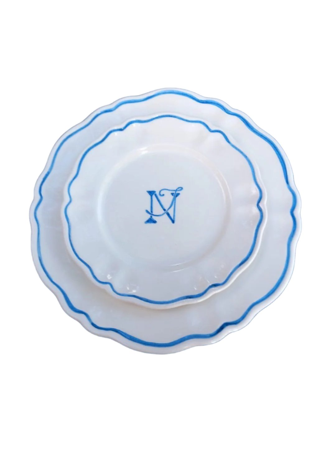 Personalised Ceramic Monogram Scalloped Plate Set