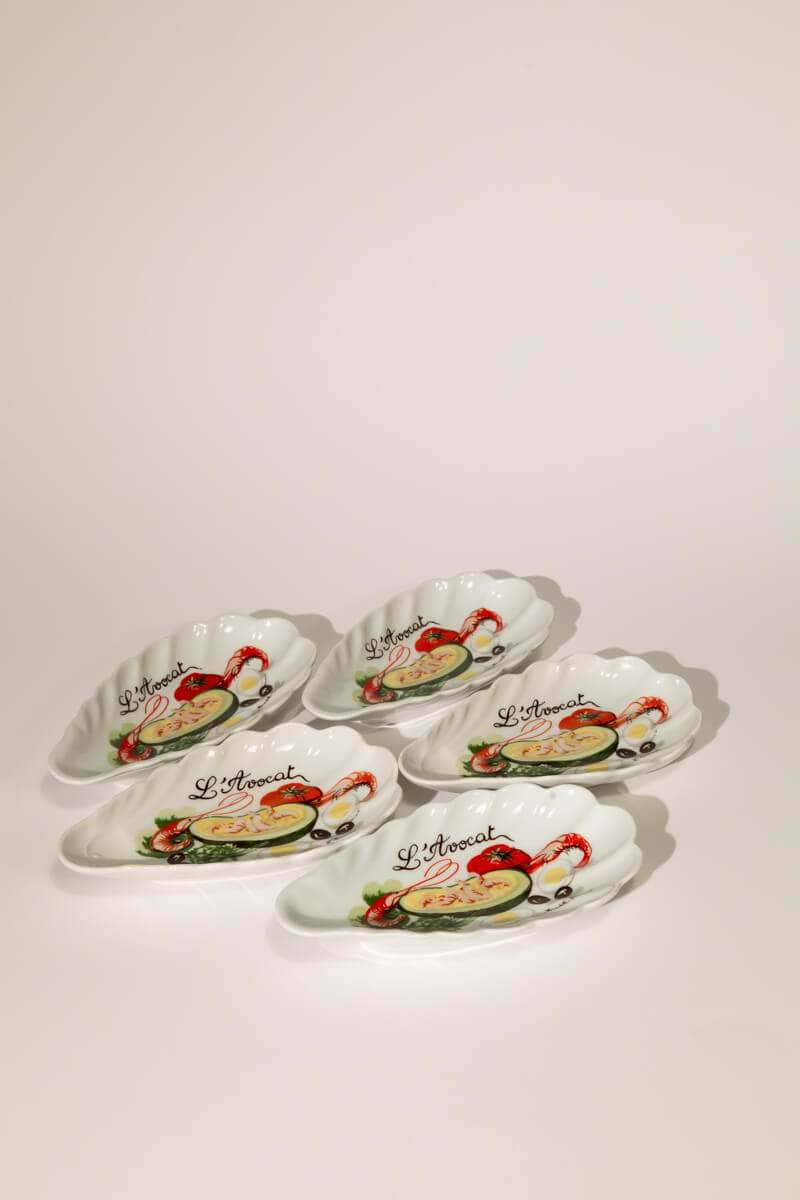 Vintage French Shell Dishes Set of Five