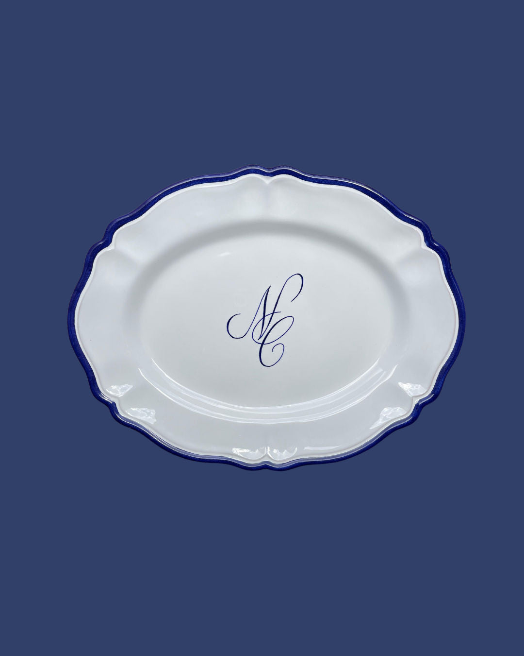 Personalised Ceramic Set of 2 Wedding Engraved Oval Serving Platter