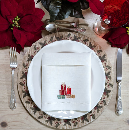 Christmas Embroidery Table Napkin (set of 6)