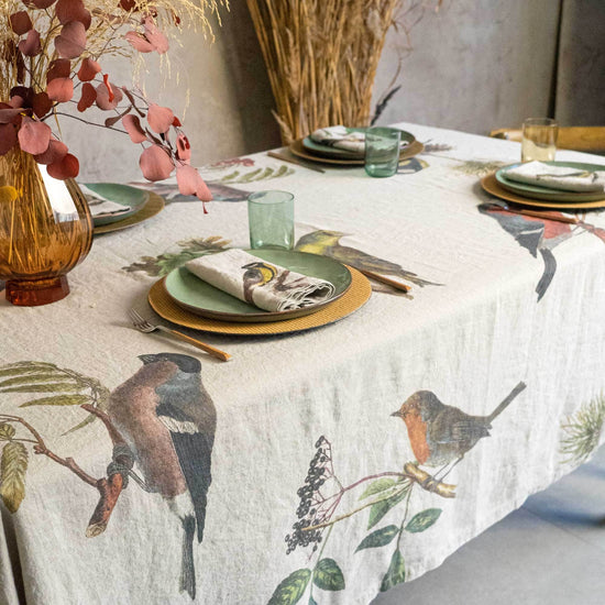 Linen Tablecloth SMALL BIRDS