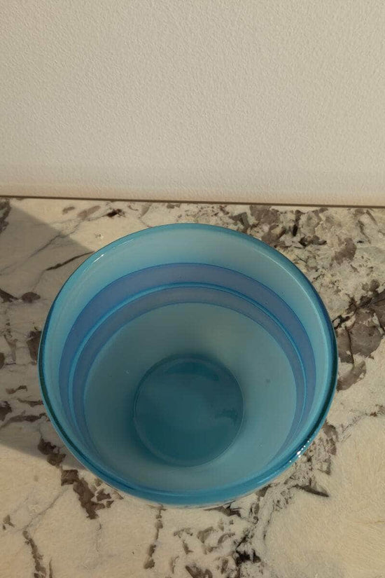 Vintage Turquoise Art Glass Abstract Bowl