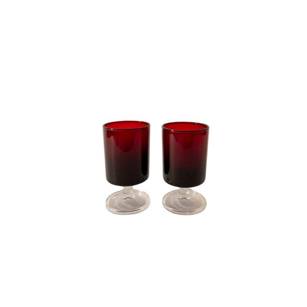 Vintage French Burgundy Glasses Pair