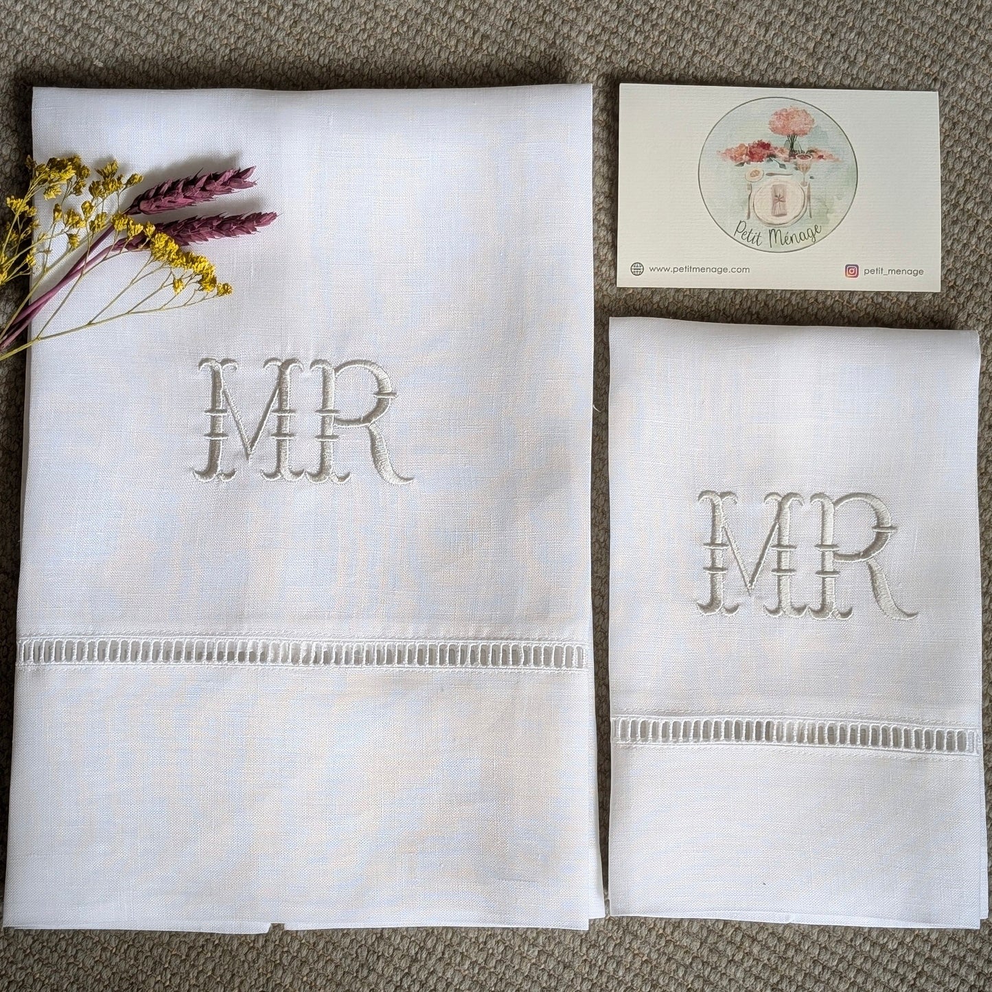 Personalised Monogrammed Linen Bath Towel - Set of 2