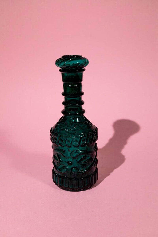 Vintage 70s Dark Green Decanter Bottle