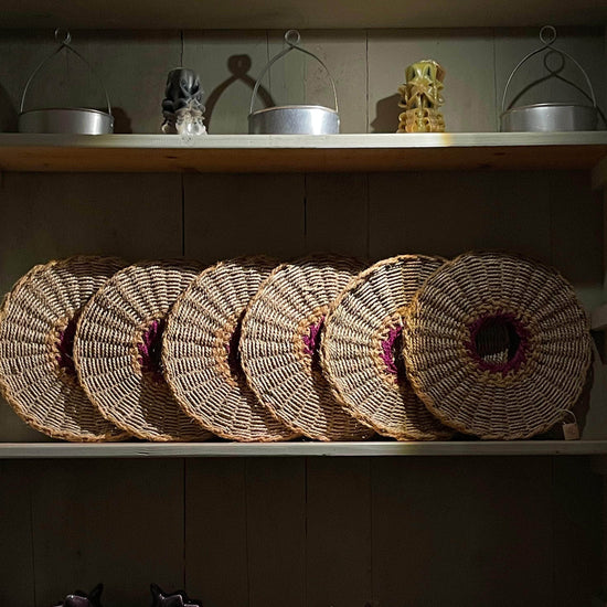 Fisculo Hand Woven Placemat | Natural, Pink & Saffron