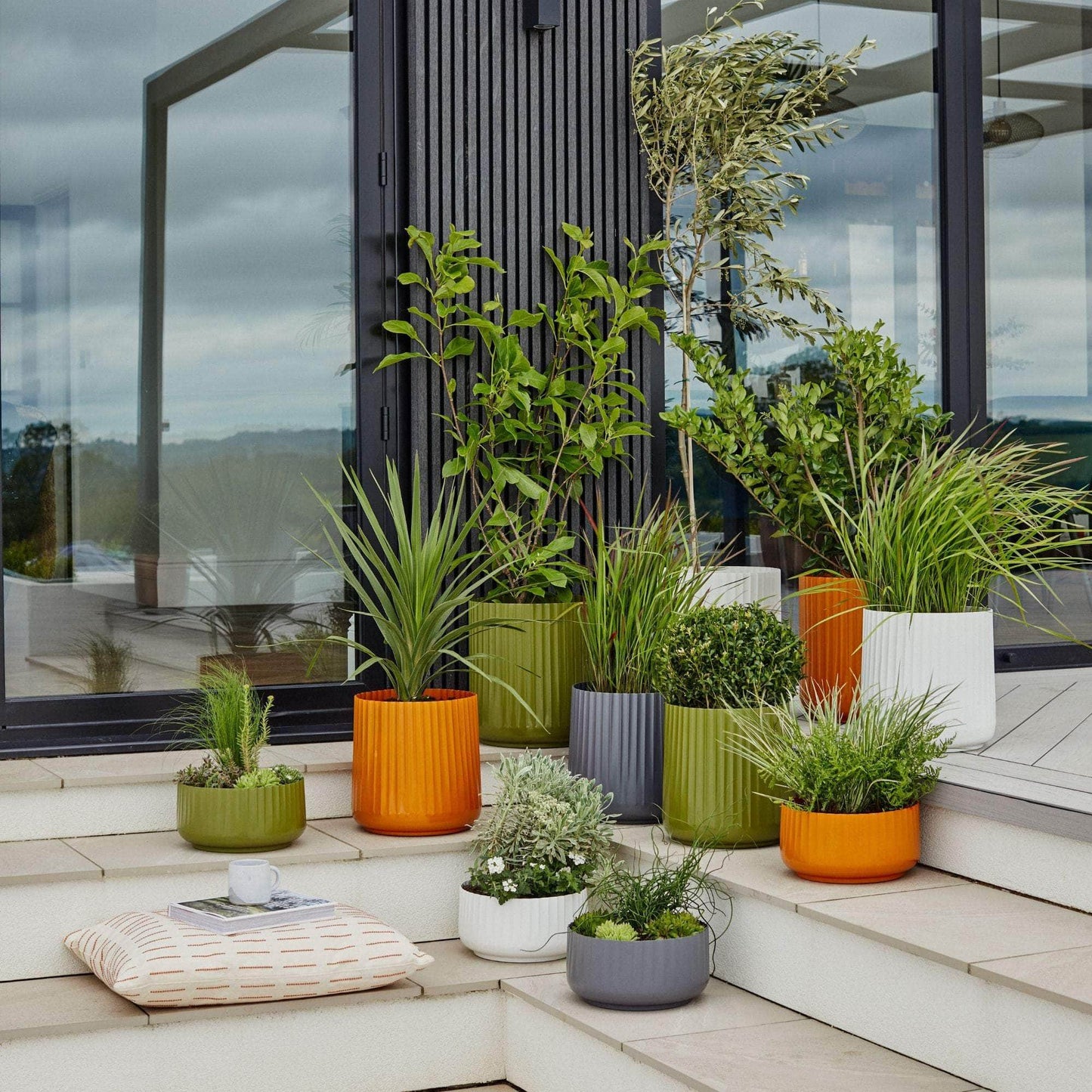 Hudson Orange Corrugated Planters Set of Two