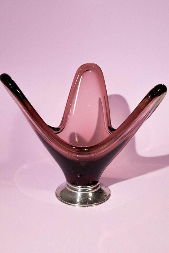 Mid-Century Purple Art Glass Centerpiece