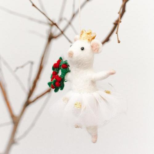 Ballerina Mouse Felt Holiday Ornament