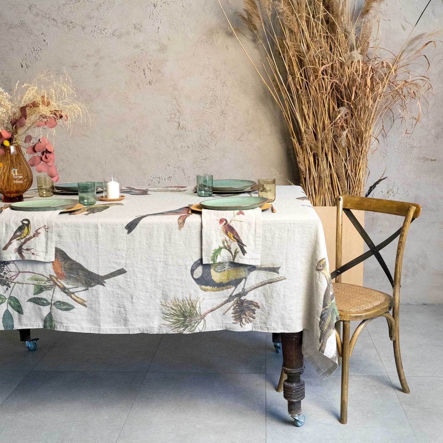 Linen Tablecloth SMALL BIRDS